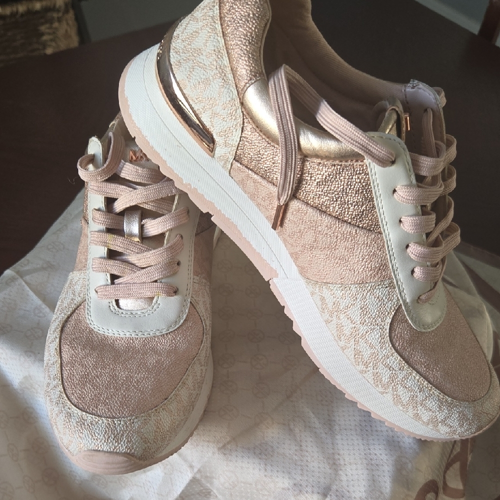 Michael Kors Pink and Gold Sneakers with Plush Comfort